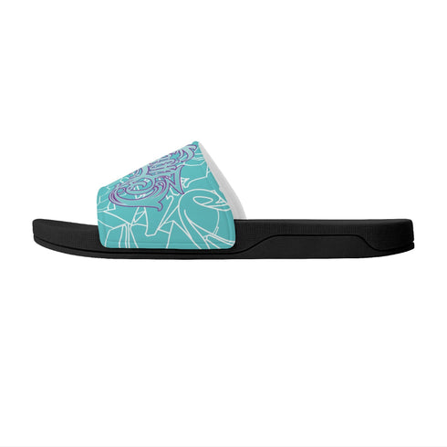 9TZ Slipkonz | Slides feat Turquoise Mix Script | Hip - Hop Streetwear Slides - Stykonz Graffiti Streetwear